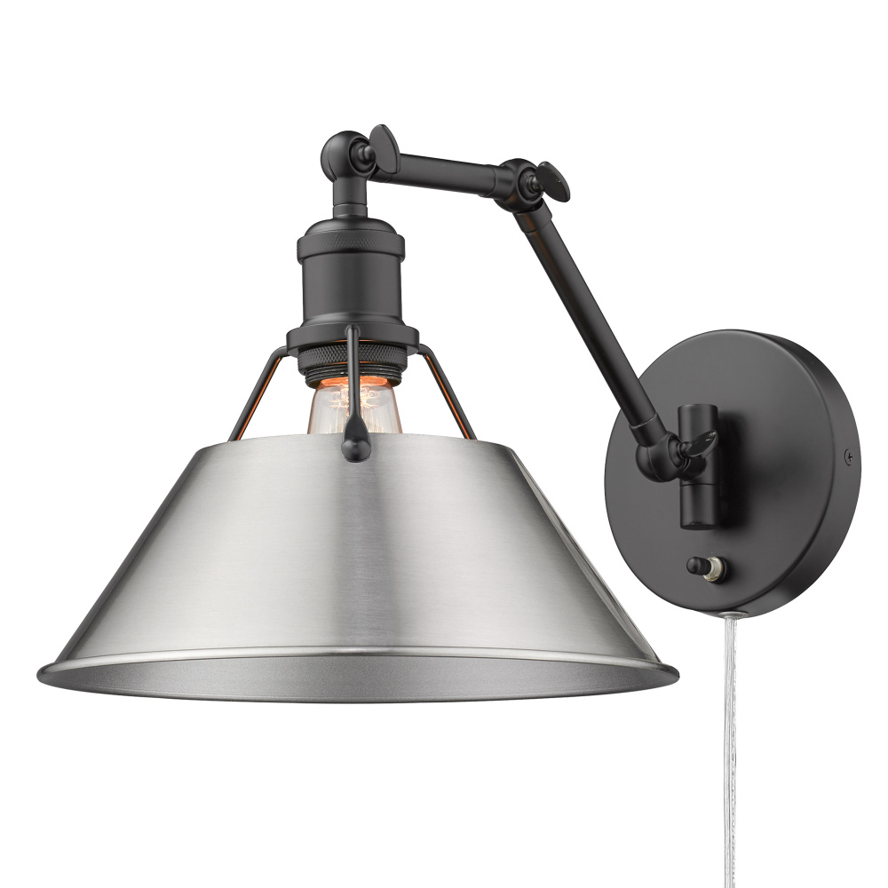 Yep by Golden Lighting Orwell 1-light Swing Arm Wall Lamp in Matte Black and Pewter shade